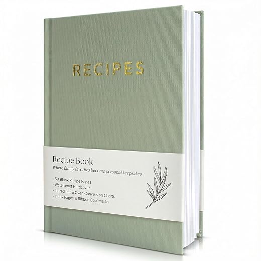 Aesthetic Blank Recipe Book with Waterproof Cover - The Perfect Recipe Notebook To Write In Your Own Recipes - Simplified Blank Cookbook to Organize Your Recipes