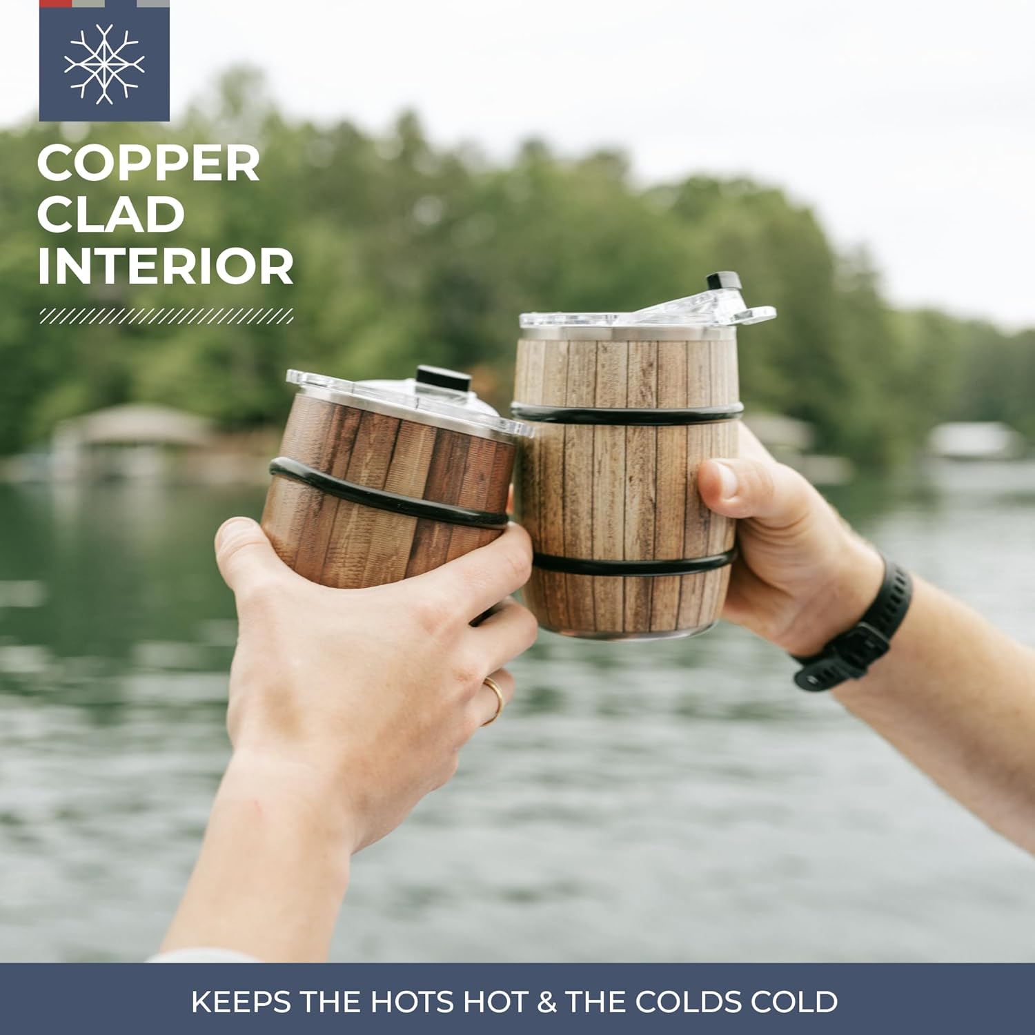 ORCA Double Barrel 24oz | Temperature Insulated, Stainless Steel Tumbler with a Classy Wood Grain Print, for Whiskey, Beer, Coffee or Whatever You're Having — Dark Oak - Image 6