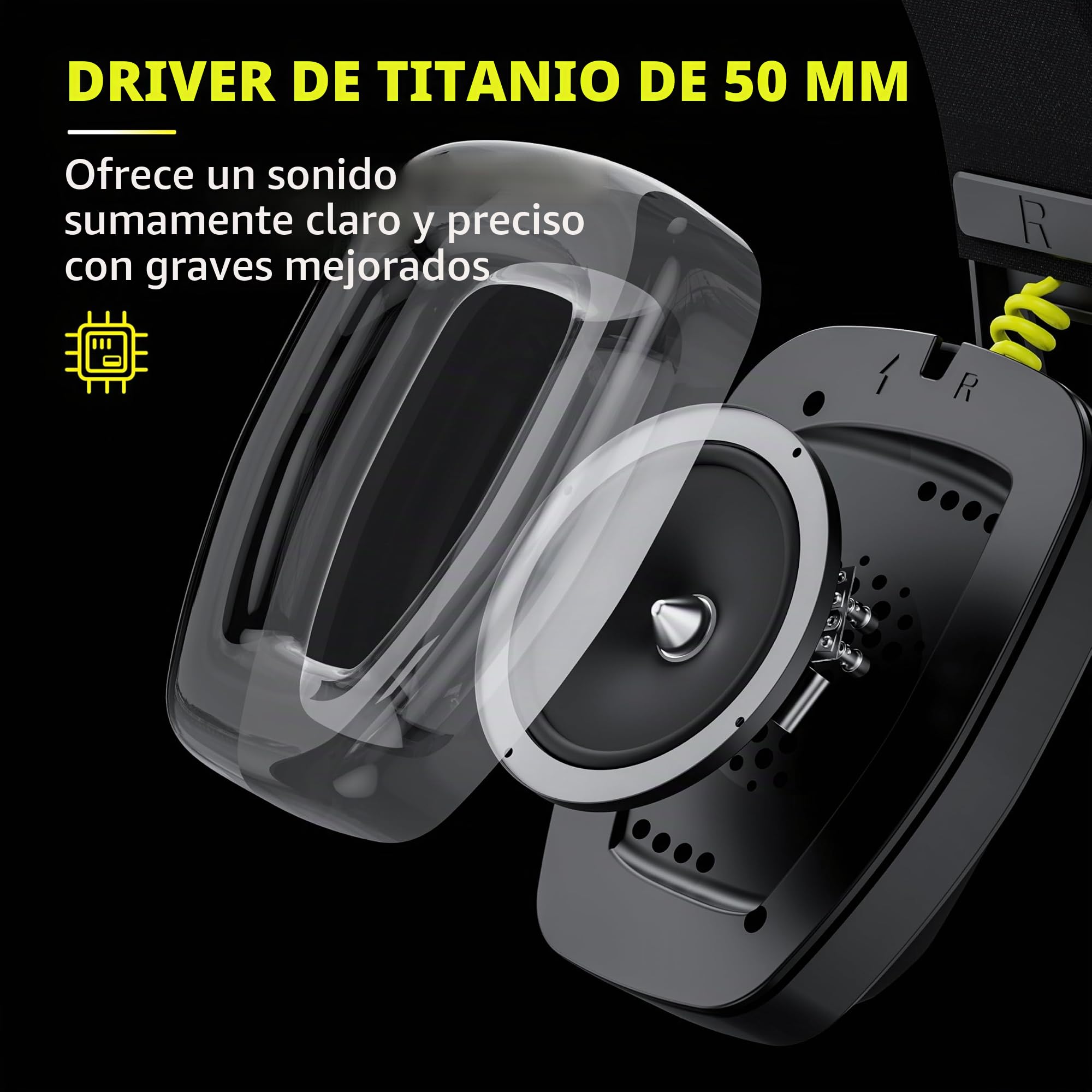 BINNUNE BW06 Cascos Gaming Inalambricos, Auriculares Gaming Inalambricos de 2.4G para PS5, PS4, PC, NS, Cascos PS5 con Sonido Estéreo Auriculares con Microfono, Duración 60Hr+,Negro