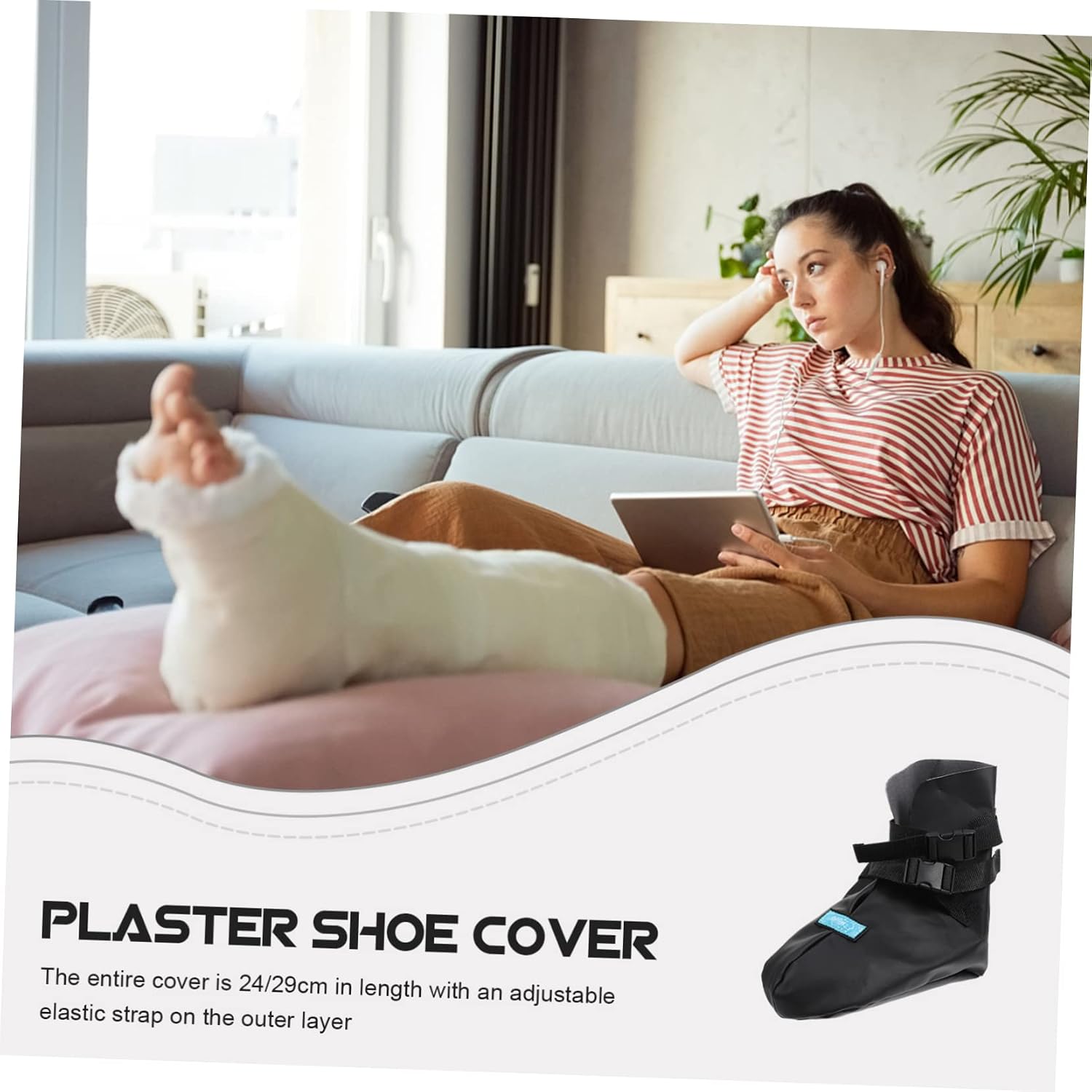 Walking Shoe Cover Plaster Foot Protector with Straps for Durable Non Skid Design for Quick Healing and Comfort