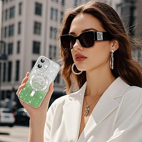 Vista 291 de Fiyart - Funda transparente magnética con purpurina para iPhone 12 para mujeres, con grabado "Love" metálico, protección para cámara y antigolpes