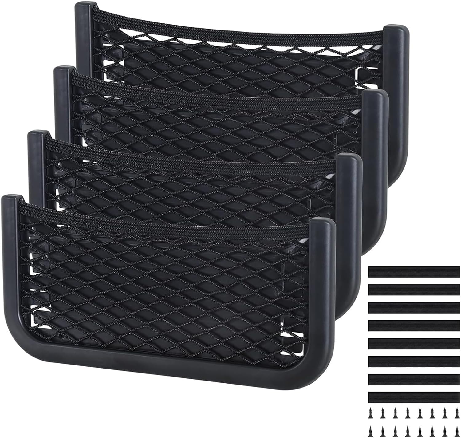 YDSTNiu 4 Pack Car Storage Net for Mitsubishi Colt VII 2023 2024, Elastic Mesh Organizer Wall Mount Accessory Durable Vehicle Pocket