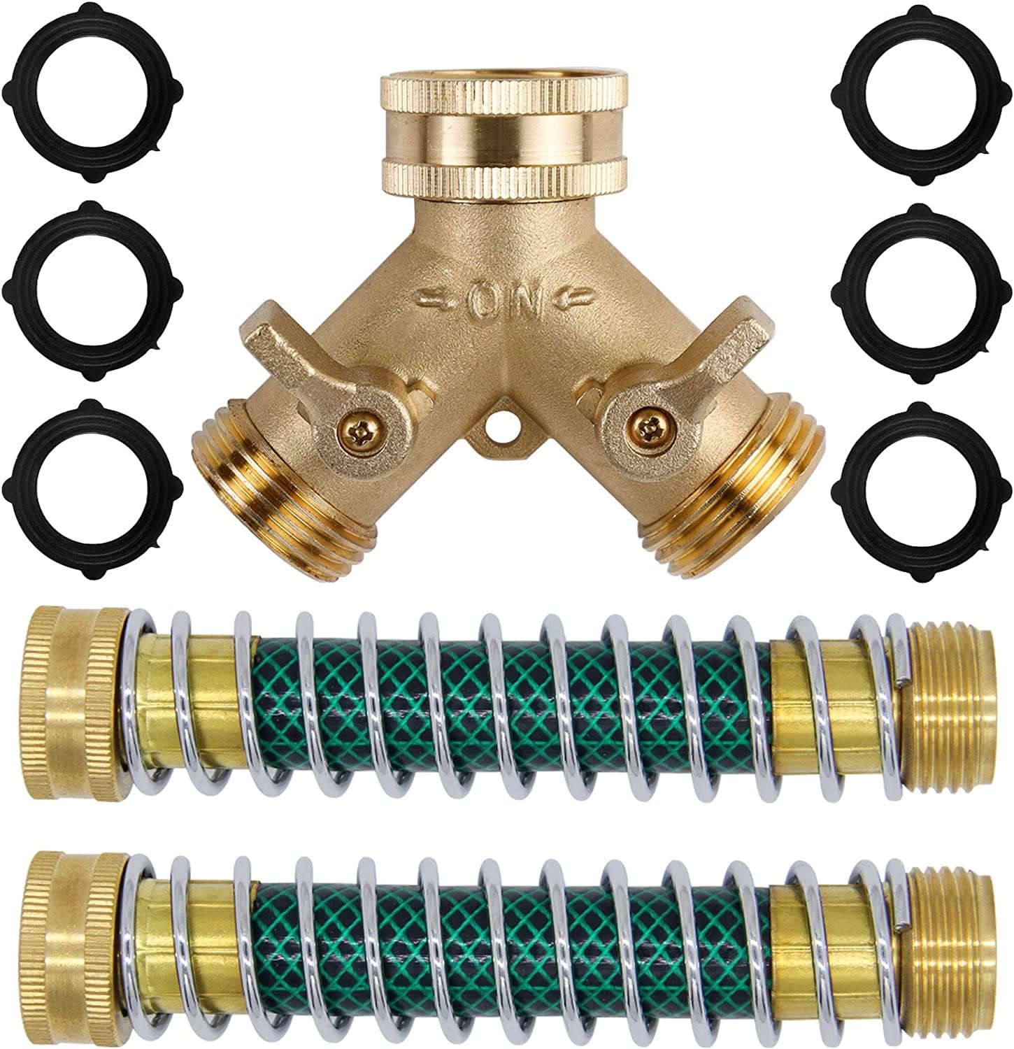 LUEXBOX - Divisor de manguera de 2 vías, conectores de manguera de latón de 3/4", conector de manguera de jardín, válvula de cierre de latón macizo
