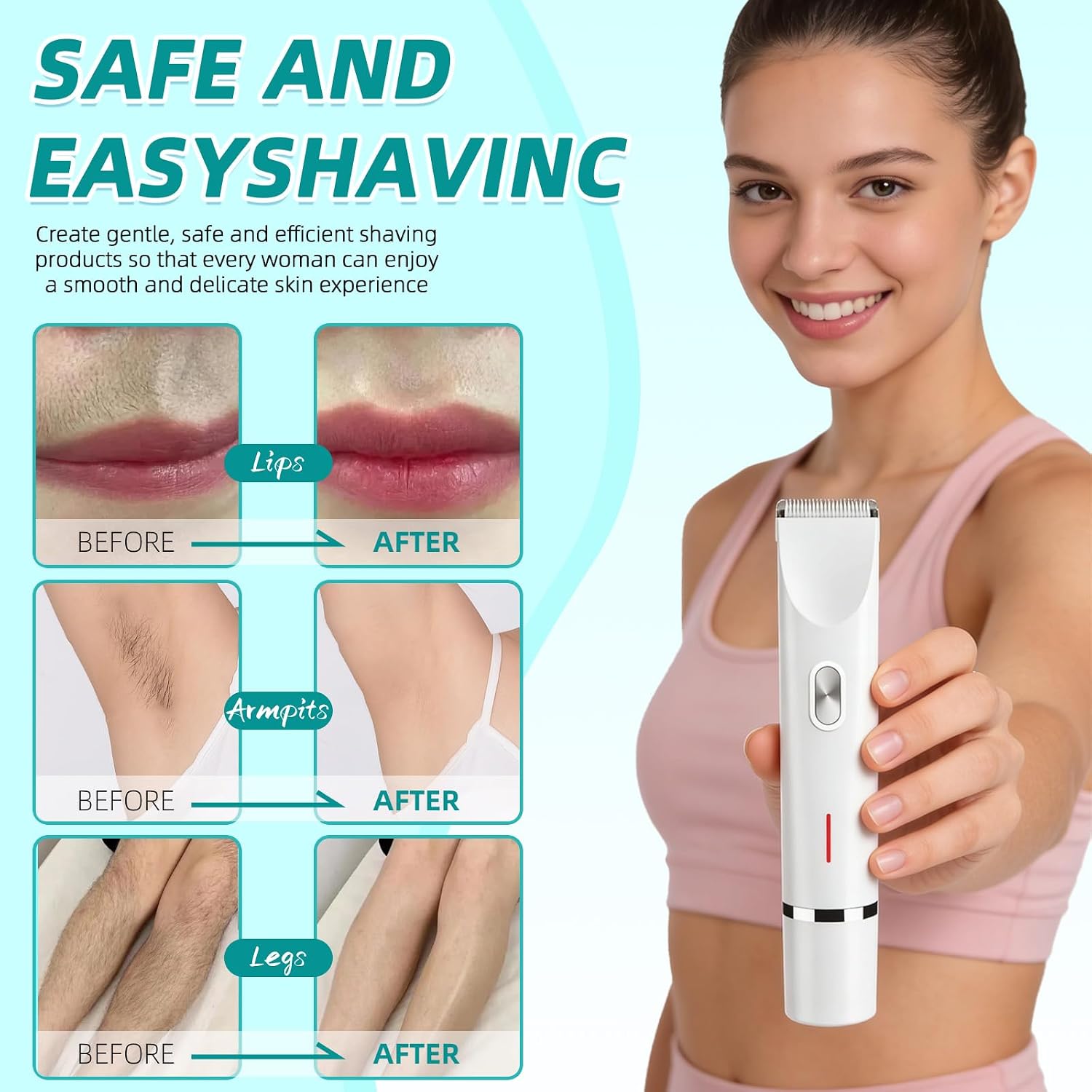 Bikini Trimmer for Women, 2 in 1 Electric Razors for Women, Dermave Bikini Shaver, IPX7 Waterproof & Easy Cleaning, Ceramic Blade, 120 Min Cordless Runtime, Ultra Low Silent(White).