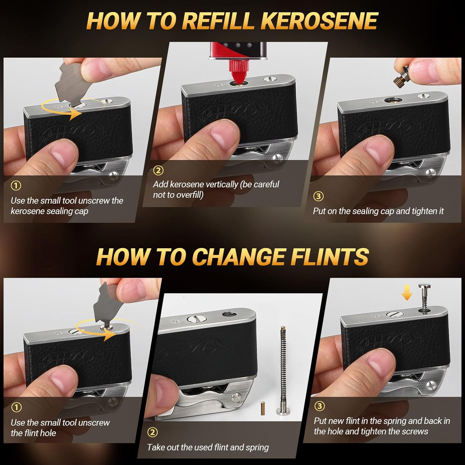 Plasma Arc Lighter with LED Flashlight Vintage Kerosene Lighter with Replaceable Flints