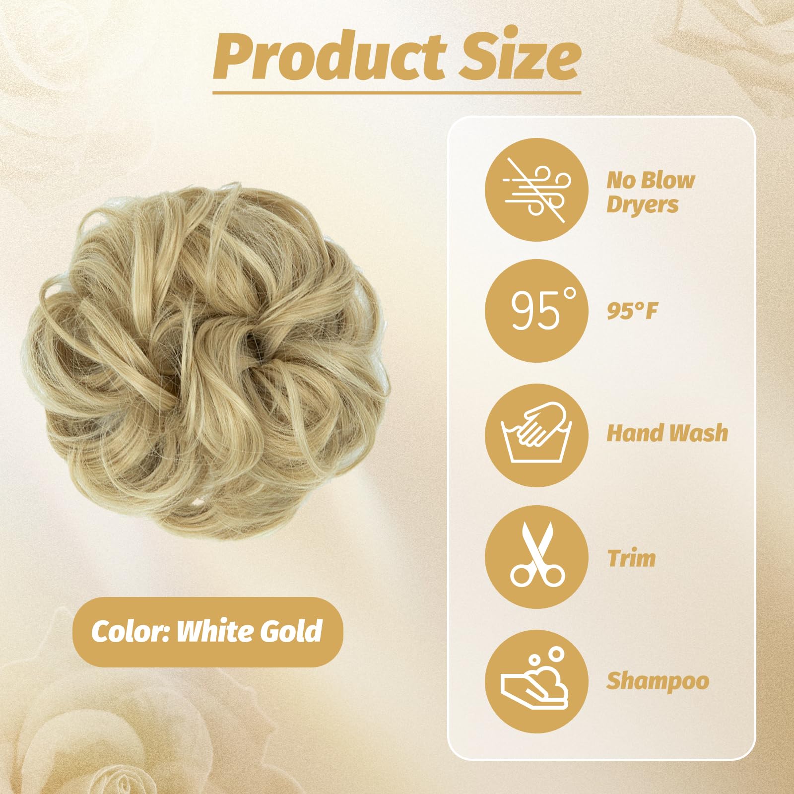 Messy Bun Hair Piece for Women Curly Wavy Hair Bun Extensions, Synthetic Tousled Updo Clip On Hairpieces - Image 2