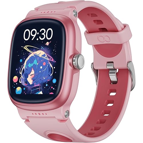 anyloop Smart Watch for Kids with Heart Rate Sleep Monitor, Games/Alarm/IP68 Waterproof Smart Watch for Boys Girls, Step Calorie Pedometer Activity Tracker (Pink, Fits 4.1-7.1 inch Wrist)