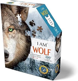 Madd Capp Puzzles - I AM Wolf - 300 Pieces - Animal Shaped Jigsaw Puzzle