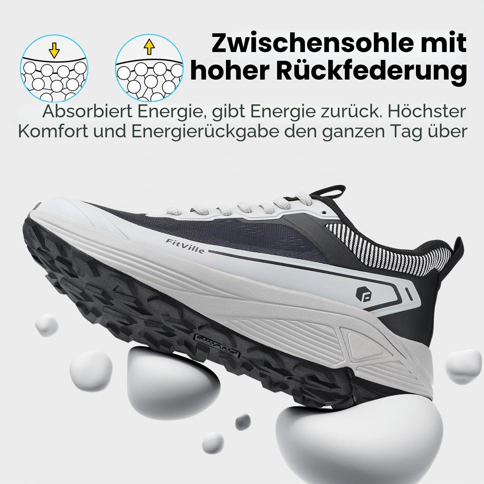 FitVille Extra Weite Laufschuhe Herren Sportschuhe Atmungsaktiv Turnschuhe Breit Sneaker Leicht Outdoor Joggingschuhe Bequeme Traillaufschuhe Gedämpft Tennis Fitness Walkingschuhe