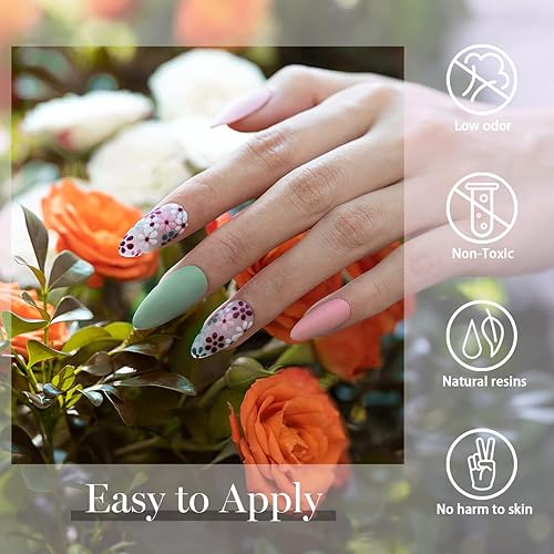 Miniatura 3 de RARJSM Nail Art - Juego de esmaltes de uñas de gel pintados con 12 colores, verde salvia, verde salvia, rosa polvoriento, azul marino, naranja, 0.2