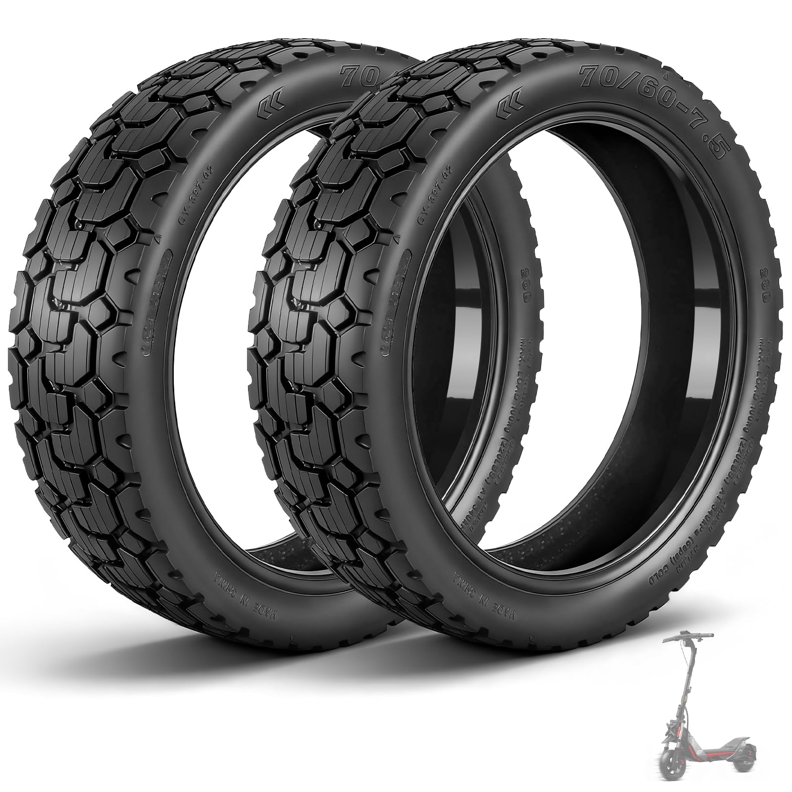 70/60-7,5 Ersatzreifen für Segway Ninebot ZT3 / ZT3 Pro, 11 Zoll Selbstreparierender Schlauchlose Reifen Cross Season Elektroroller Tire mit Kleber (Selbstreparierender-2 Stück)