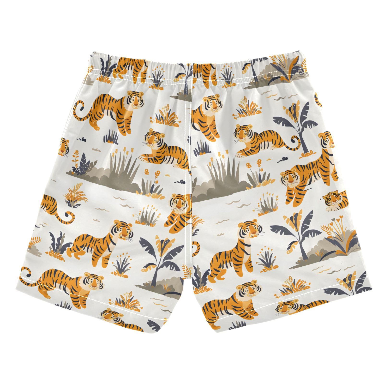 ALAZA Tiger Cartoon Funny Boys Quick Dry Beach Board Shorts Kids Swim Trunks Bathing Suit Swimsuit 4T Multicolor