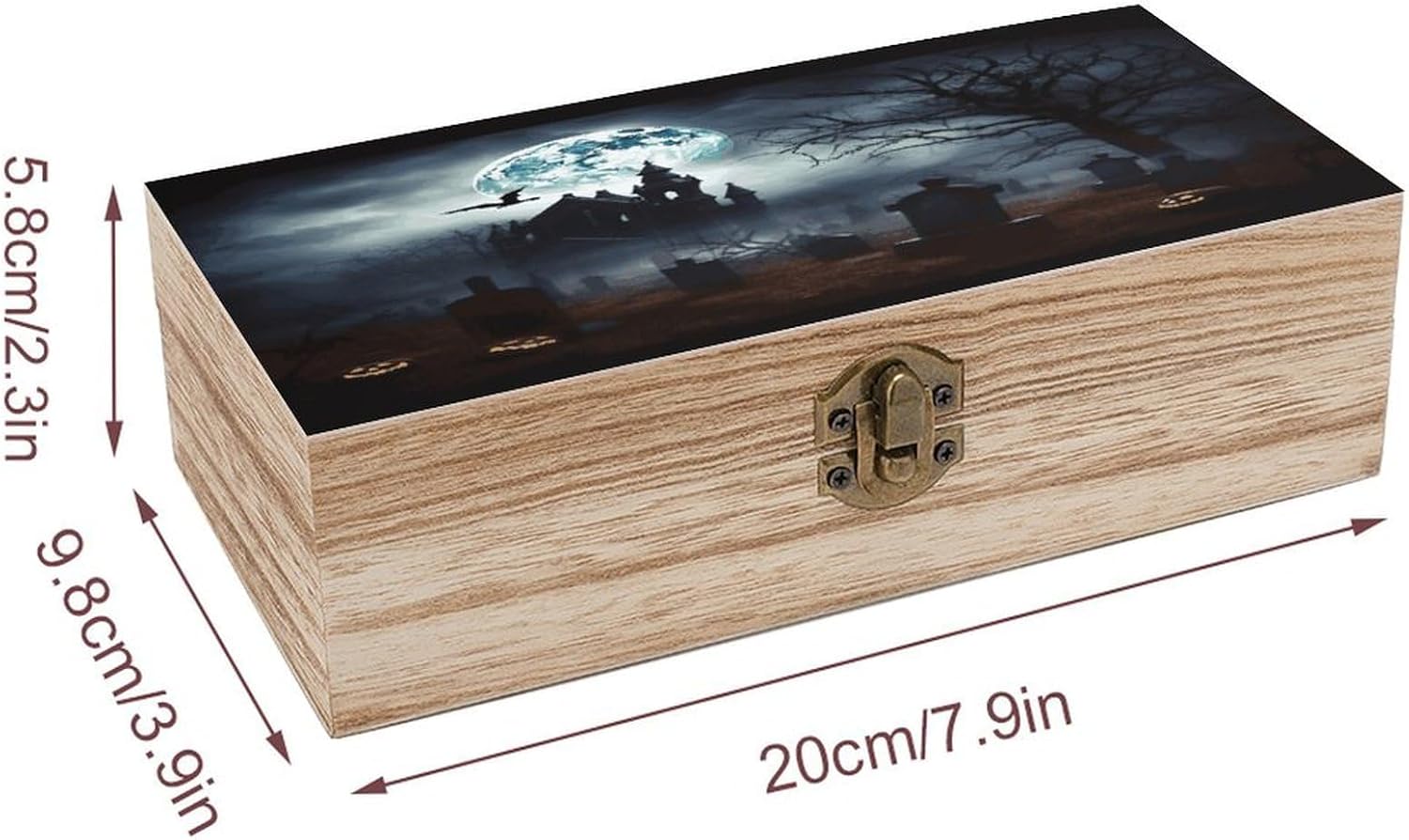 Gothic Happy Halloween Wooden Storage Box 7.9" X 3.9" X 2.3" image 2