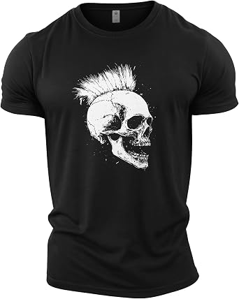 GYMTIER Skull Punk - Men's Gym T-Shirt - Bodybuilding Workout Top