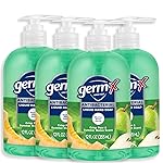 Germ-X Antibacterial Hand Soap, 12 Oz (Pack 4), Moisturizing Liquid Hand Wash for Kitchen or Bathroom, pH Balanced & Dermatologist Tested, Crisp Pear & Summer Melon Scent, Pump Bottle