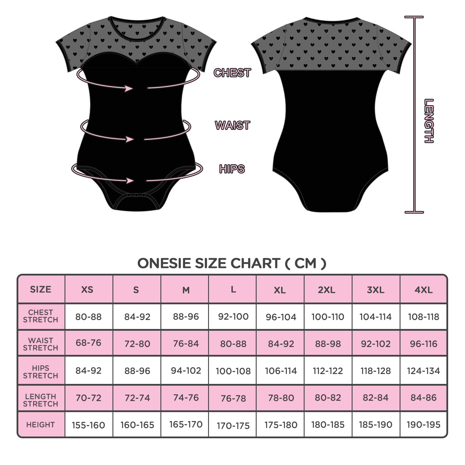 LittleForBig Bawełniany śpioszki Onesie Piżama Bodysuit-Candy Hearts