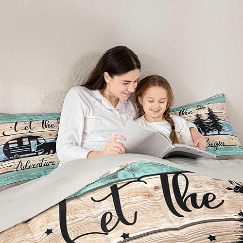 Miniatura 6 de Camper Bedding - Juego de edredón de 3 piezas, estilo rústico de granja, relleno de edredón para adolescentes y adultos, ropa de cama de campamento,