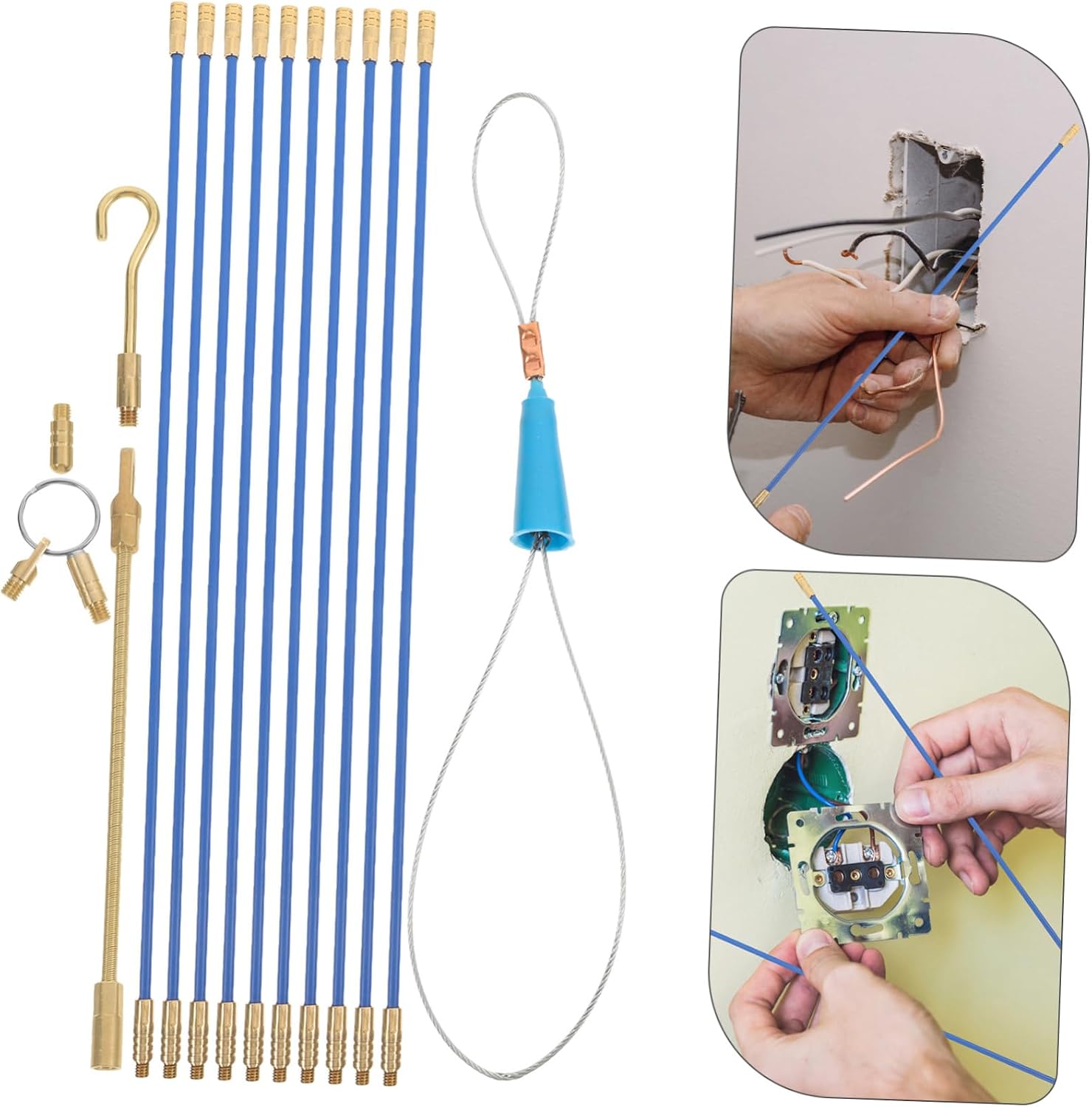 1Set Fiberglass Wire Cable Pulling Kit Electrical Fish Tape for Efficient Wall Cable Installation Durable Fishing Rods for Electricians Timesaving and Reliable
