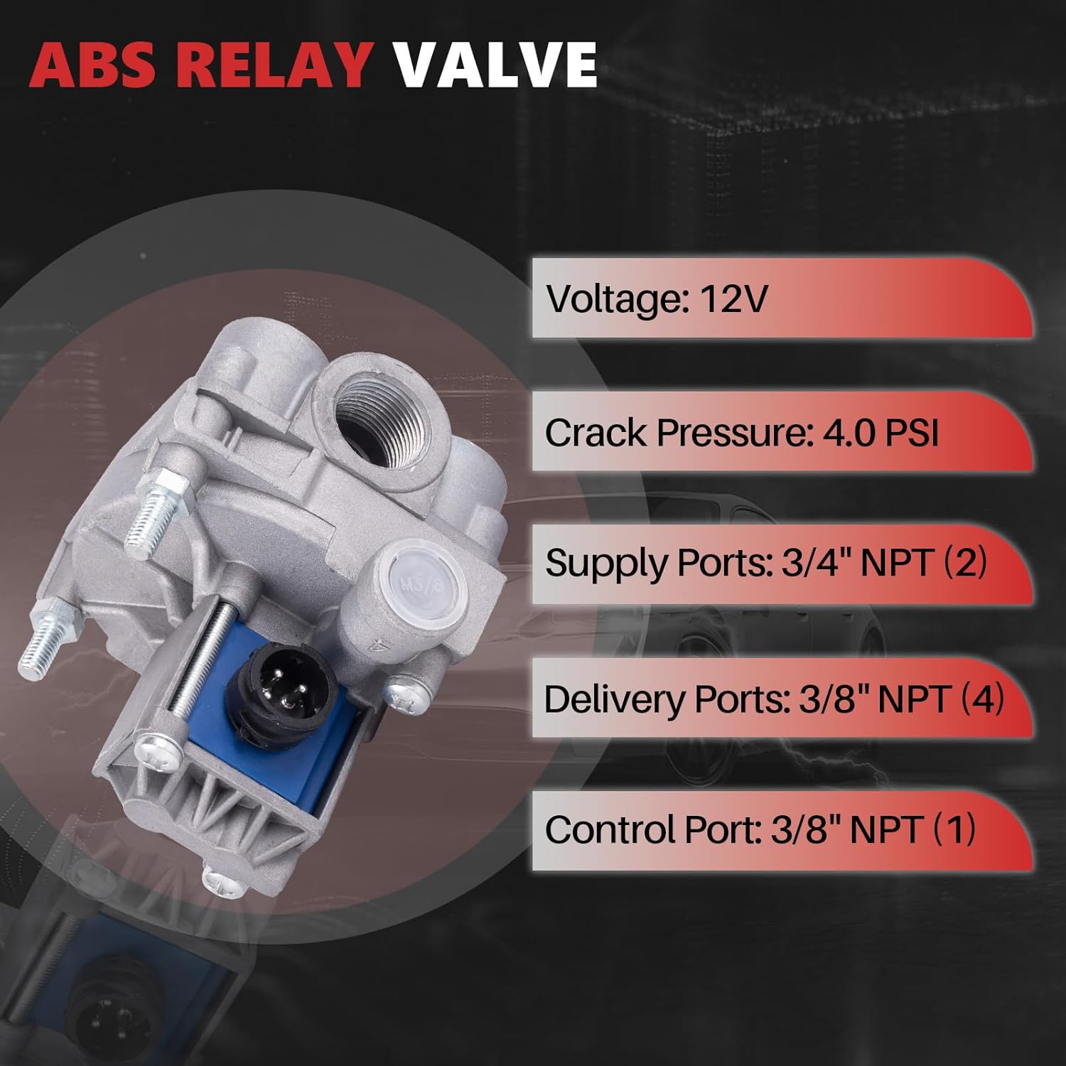 ABS Relay Valve 12V Trailer ABS Modulator Valve Compatible with Meritor S4721950330 Wabco 4721950330 Replace 4721950339 AQ960503 S472-195-033-0