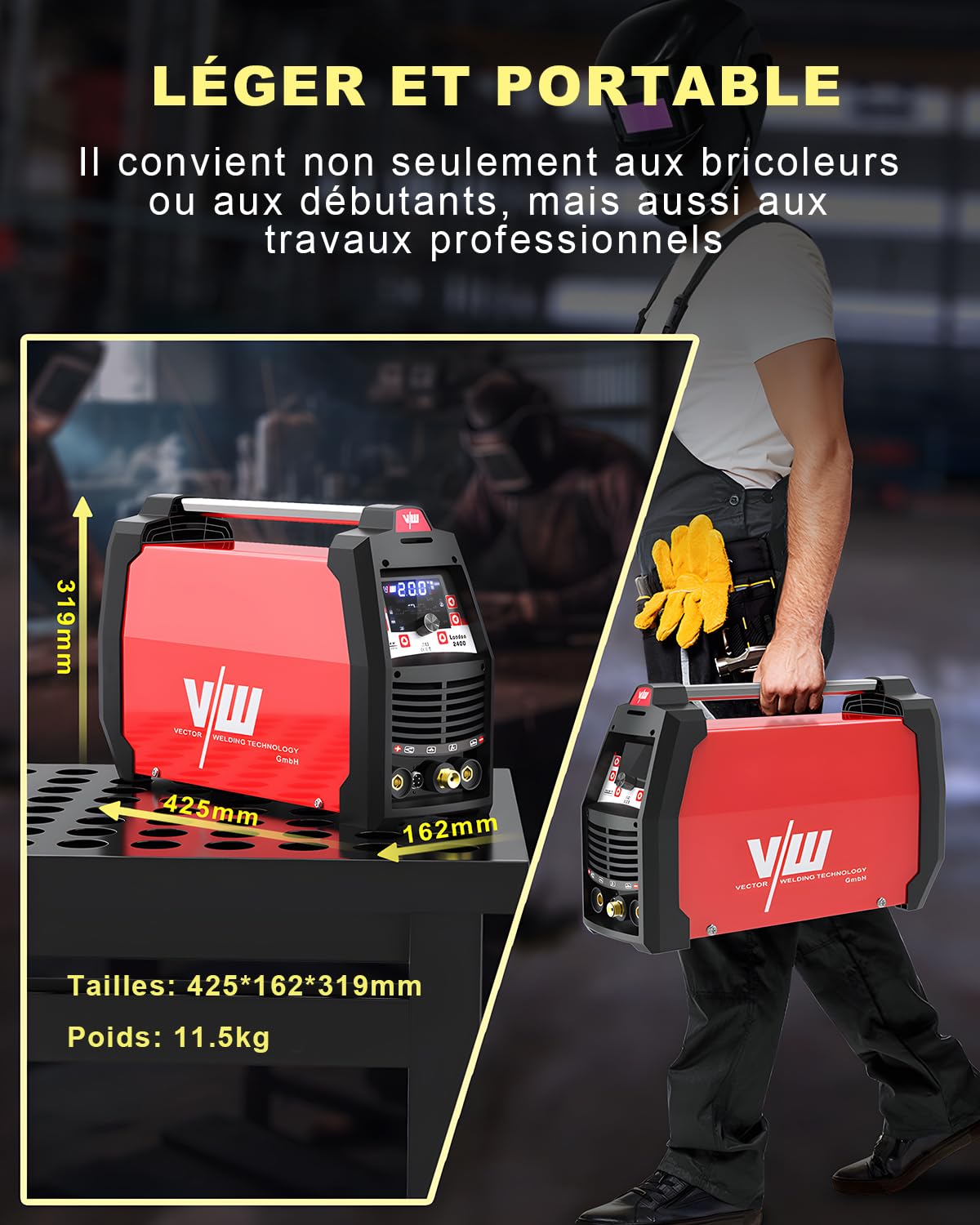 VECTOR WELDING Poste à Souder 4 en 1 TIG AC DC 200A Pulsé MMA Onduleur IGBT