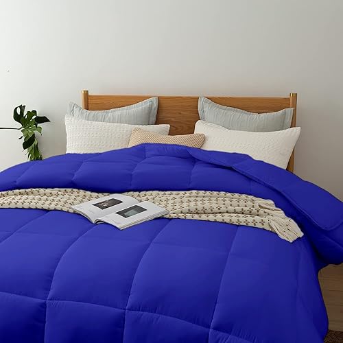 Miniatura 3 de Edredón ligero de plumón alternativo de 1 pieza, color azul real, tamaño Super King Plus (120 x 120 pulgadas), relleno de edredón de malla súper
