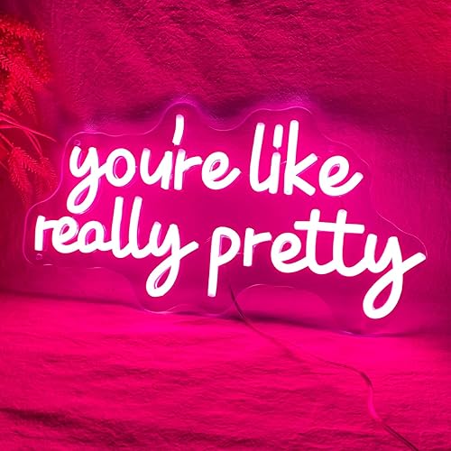 Miniatura 9 de Letrero de neón con texto en inglés "You're Like Really Pretty Neon", luces de neón rosas para dormitorio, regulables, para decoración de pared,