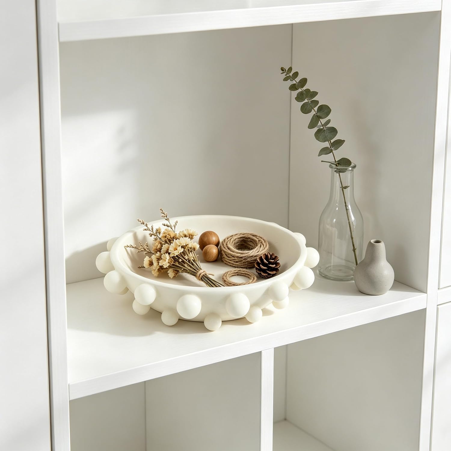 White Decorative Bowl for Home Decor, 11'' Entryway Consoles Centerpiece