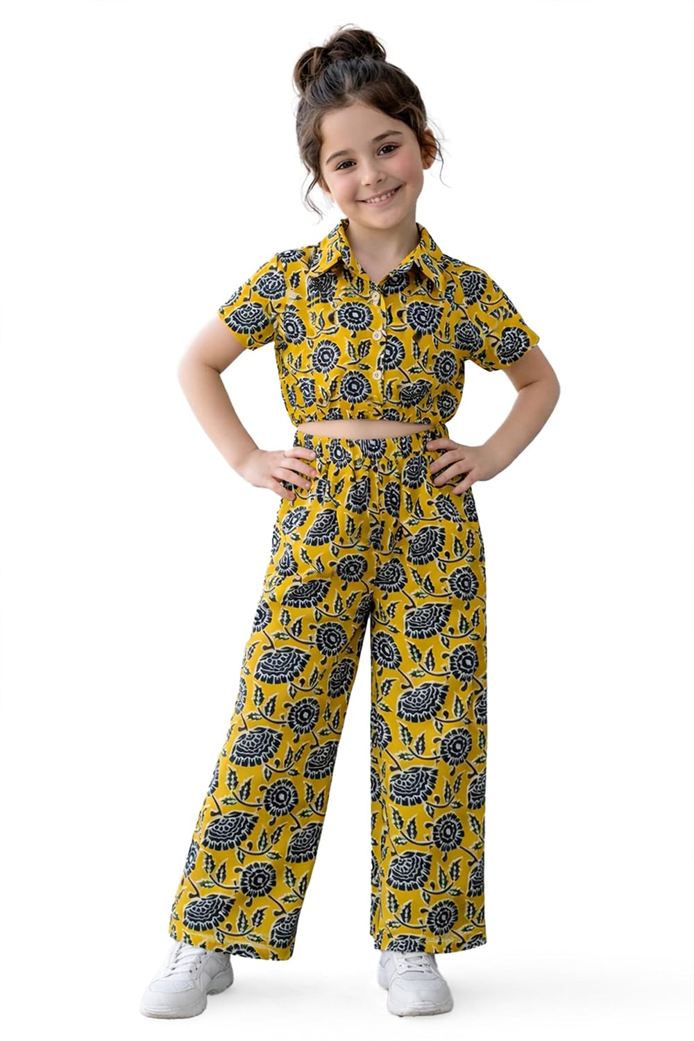 Fashion Dream Girl's Cotton Muastard Yellow Printed Co Ords|Top and Pant Set|Clothing Set|Kids Casual Co-Ord Set - Review, Price and Buying Guide