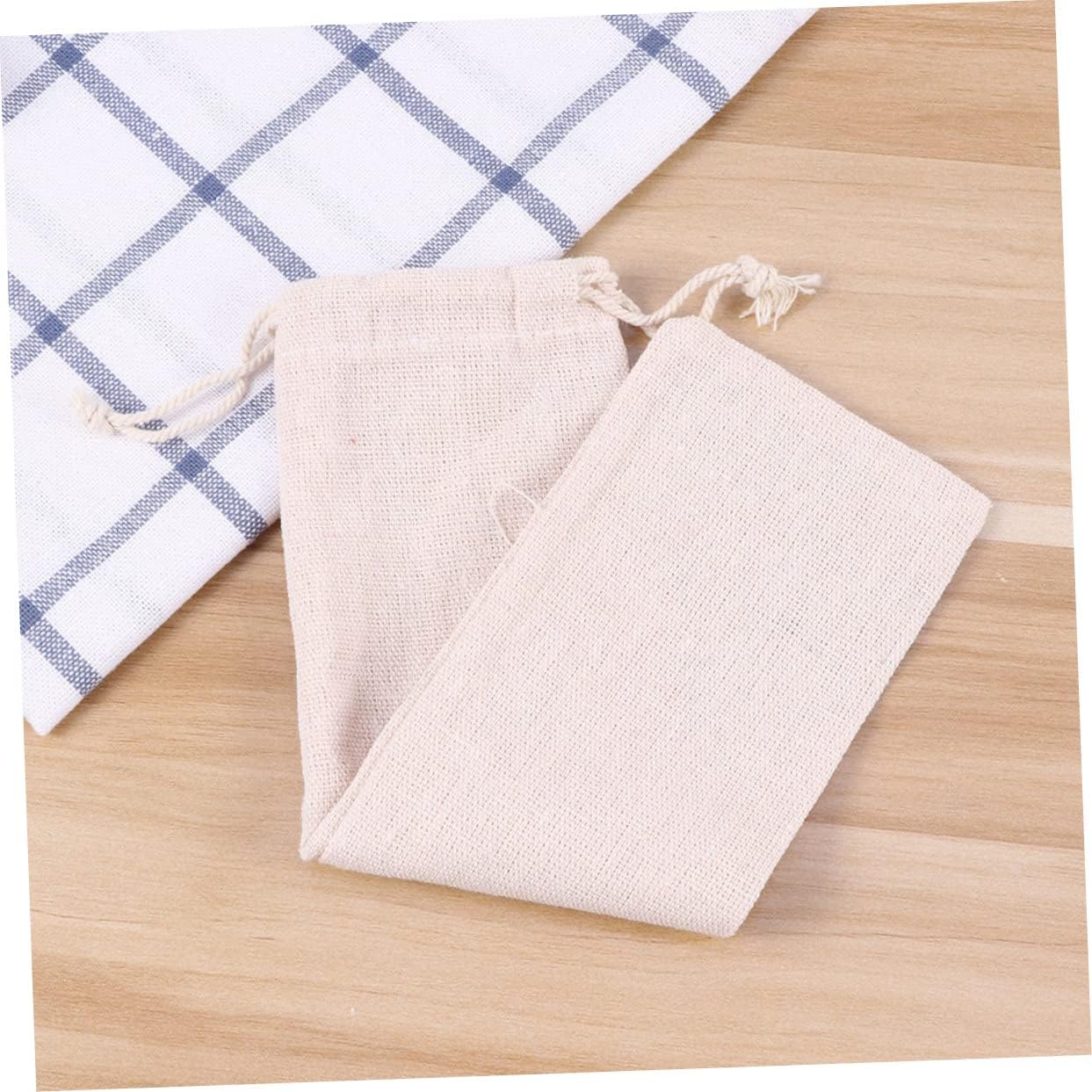 PRETYZOOM 4pcs Drawstring Bag Straws Garbage Favor Blinds Cord Holder Burlap Reusable Handle Travel Straw Fanny Household Cord Knob Linen Organizer Scoop Booze Bags Trash Cotton Linen Beige