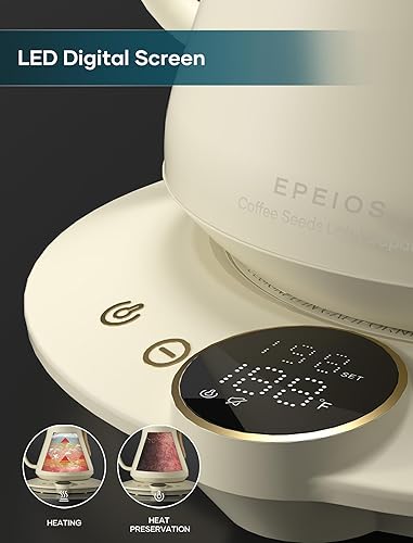 Miniatura 6 de Hervidores eléctricos, hervidor eléctrico de cuello de cisne INTASTING, control de temperatura de 1 , interior de acero inoxidable, calentamiento