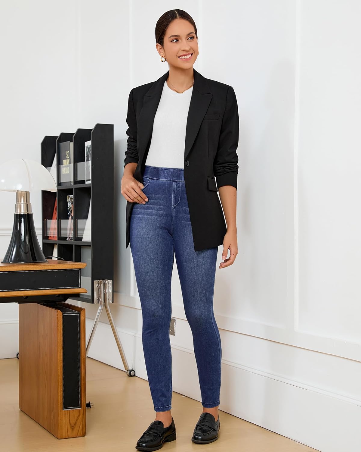 GRAPENT Skinny Jeans for Women Trendy High Waisted Pull On Elastic Waist Soft Stretchy Denim Pants Sweatpant Jeggings - Image 5