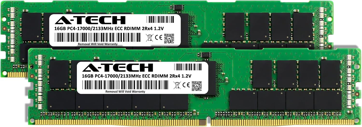 A-Tech 32GB Kit (2x16GB) RAM for ASRock Rack D1541D4U, ROMED8-2T | DDR4 2133MHz PC4-17000 ECC RDIMM 2Rx4 Registered Server Memory Upgrade