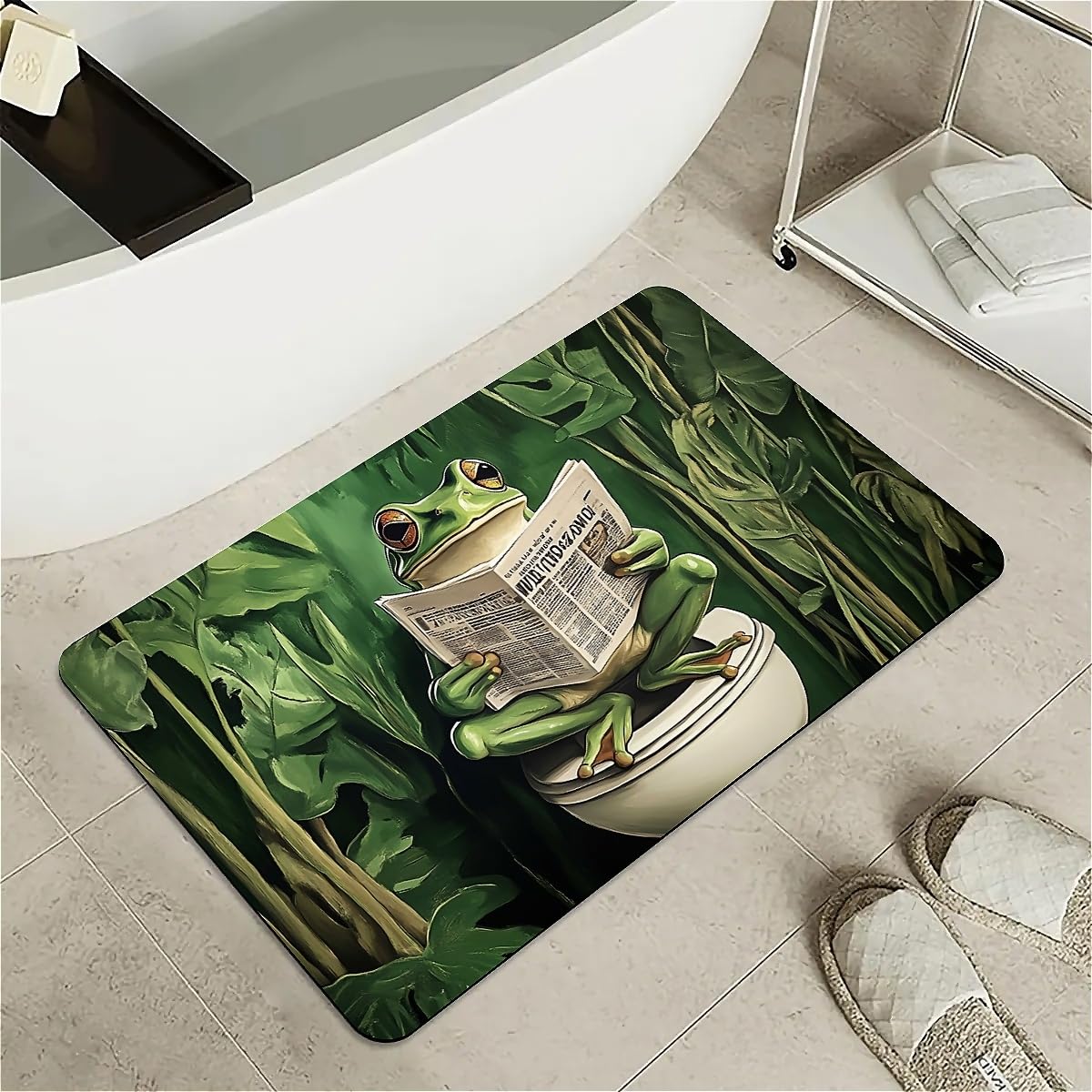 Tapis de bain en terre diatomées 50 x 80 cm motif tortue verte rectangulaire