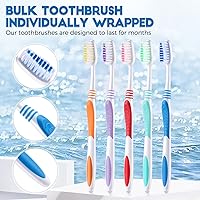 Vista 4 de 100 Pieces Individually Wrapped Toothbrushes Manual Disposable Travel Toothbrush Medium Soft Bristle Tooth Brush Travel Toothbrushes for Hotel