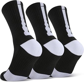 Basketball Socks for Men & Boys, Cushioned Athletic Sports Crew Socks for Youth Adult