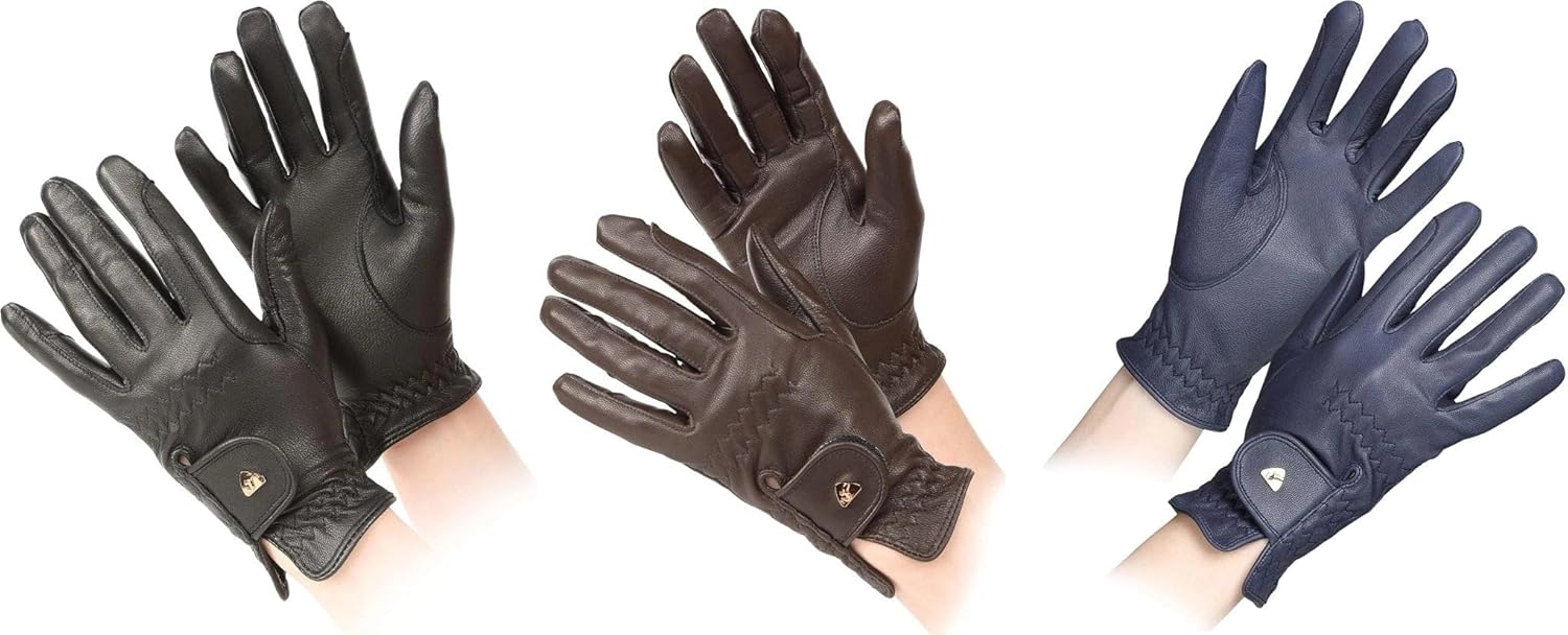 Shires Aubrion Estade Childs' Leather Riding Gloves - Premium Goat Leather, Non-Slip Grip - Multiple Sizes Brown/Medium