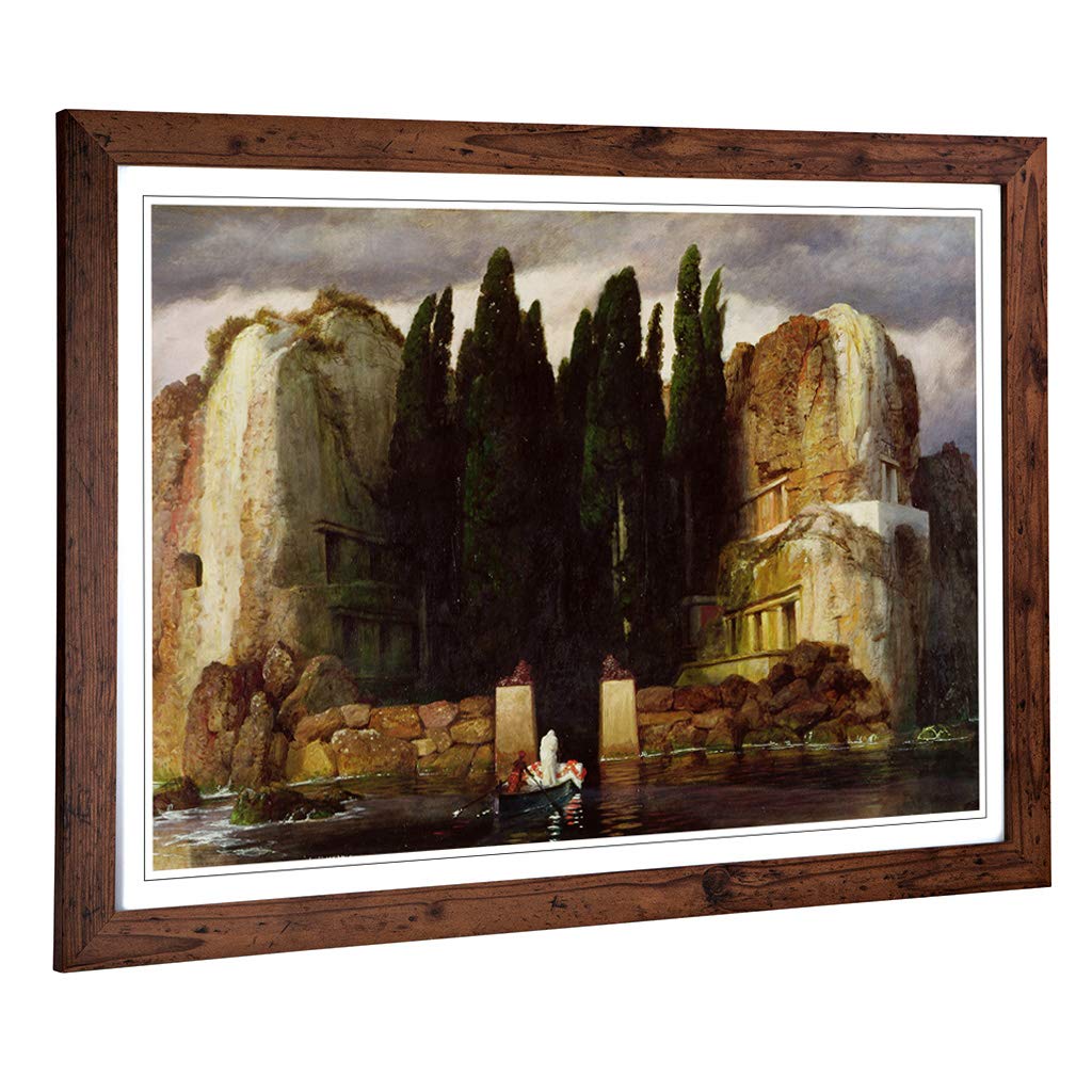 Big Box Art Framed Print of Arnold Bocklin Isle of The Dead Design | Wall Art Picture | Home Decor for Kitchen, Living Room, Bedroom, Hallway, Walnut, A2 / 24.5x18 Inch / 62x45cm