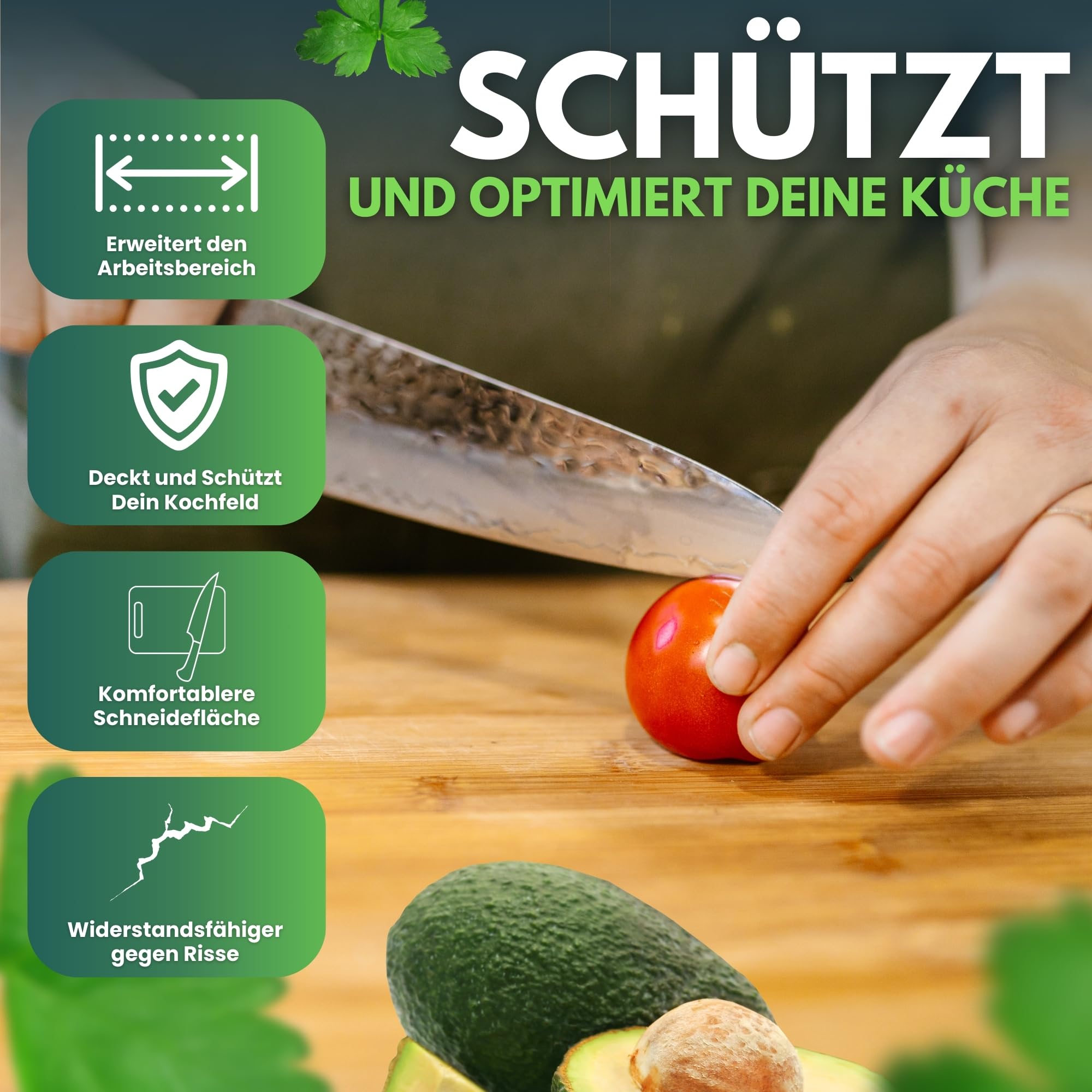 Herdabdeckung Ceranfeld 100% Bambus Rutschfest - Ceranfeld Abdeckplatte - Herdabdeckplatten für Ceranfeld - Abdeckung Ceranfeld - Cerdabdeckung Induktionsfeld - Herdabdeckplatte Glas