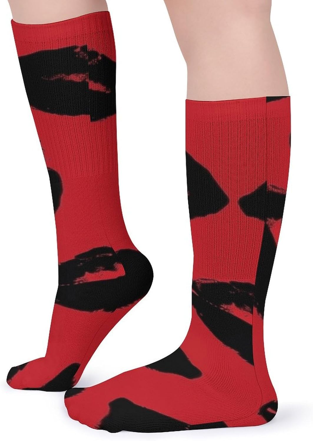 5-Pack Knee High Socks, 15.7 Inch Breathable Casual Socks Red And Black Lips Stockings for Men Women