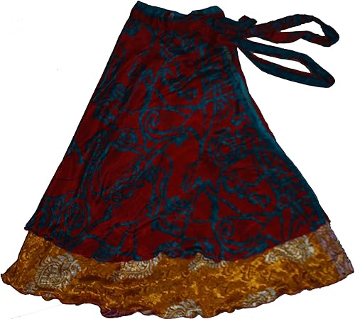 Miniatura 2 de Wevez Lote al por mayor de 10 piezas indio impreso reversible arte envoltura de seda alrededor de faldas, Surtidos.