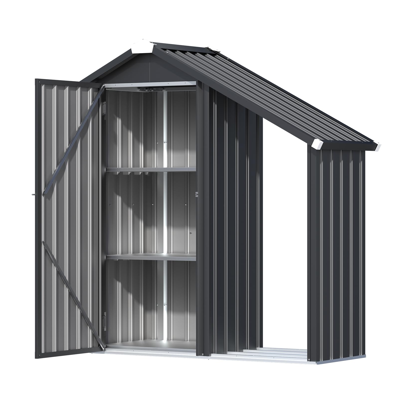 U-MAX Outdoor Tall Garden Storage Box with Double Door,3 Adjustable Shelves, Outdoor Cupboard & Cabinet for Garden, Metal Garage Bike Shed, Grey — image 1