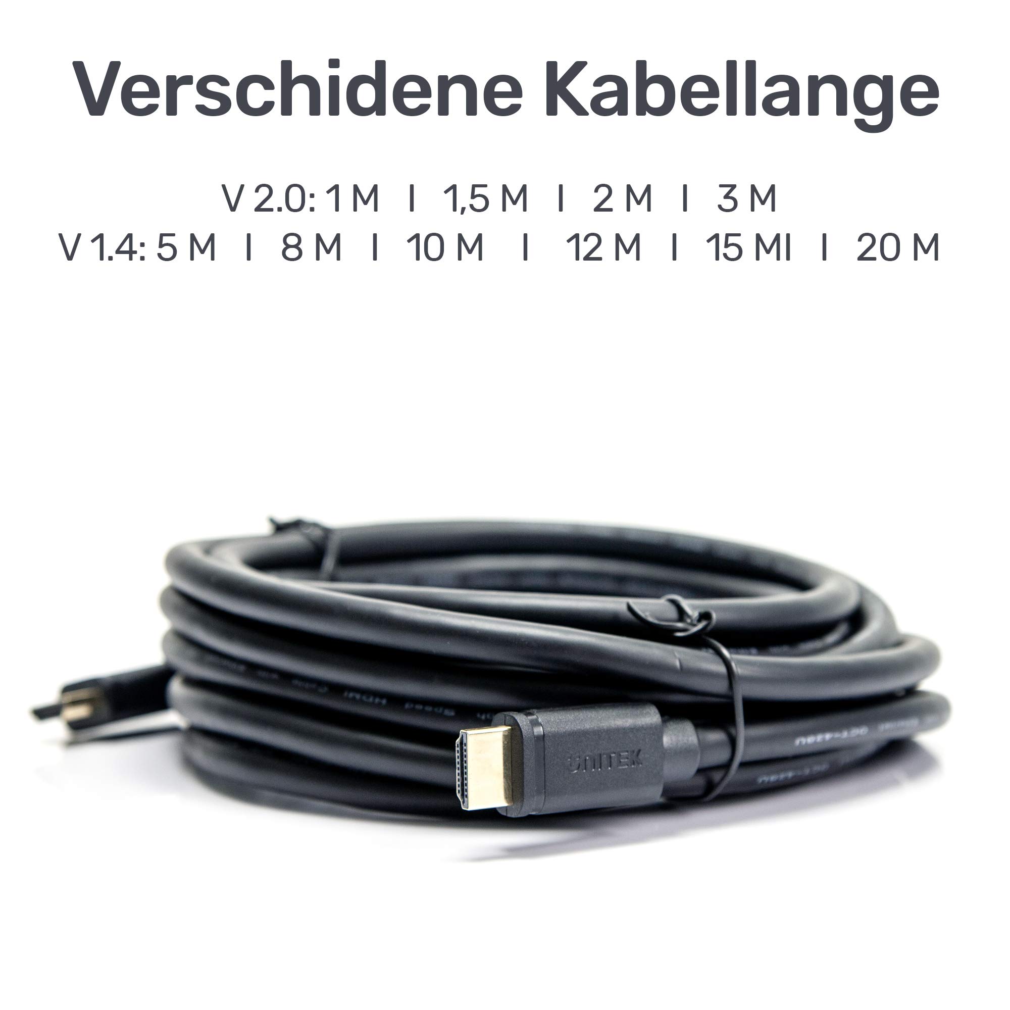 UNITEK BASIC kabel HDMI / 2 metry, czarny/licencja HDMI/Full HD, 2K, 4K, 3D i inne/Ethernet idealny do PlayStation, Xbox, TV, PC/Y-C138M