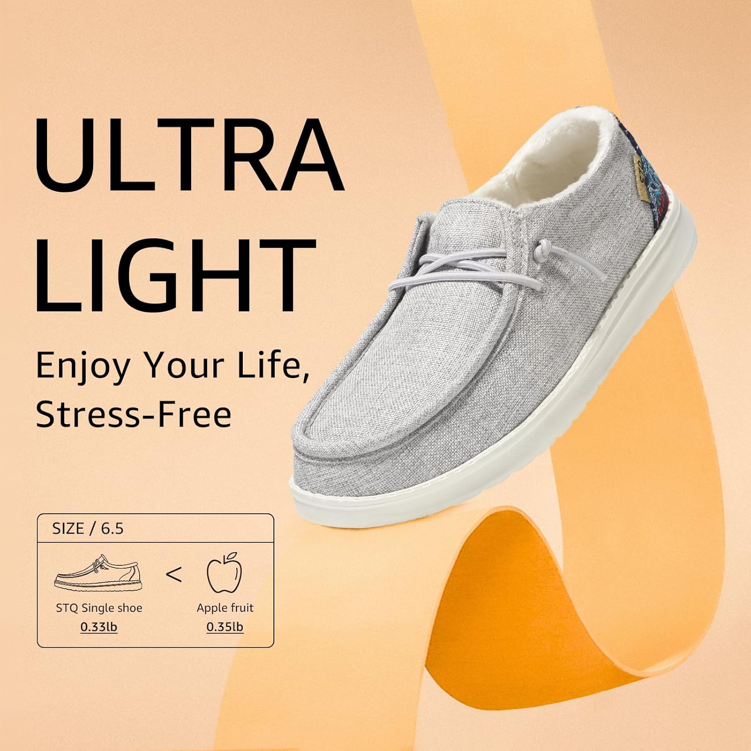 STQ Women's Slip on Loafers丨Orthopedic Comfotable Fur Lined Ultralight Boat Casual Shoes with Arth Support - Image 7