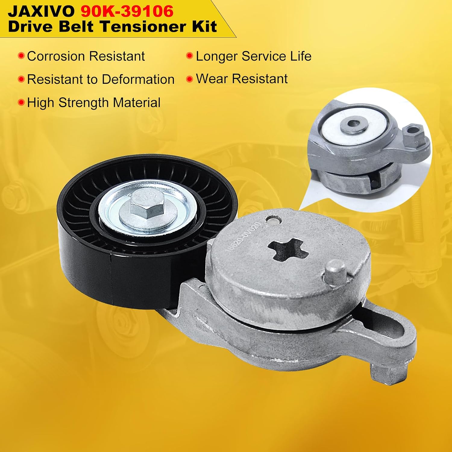 90K-39106 Serpentine Belt Drive Tensioner Component Kit for 12-17 Camry,10-18 RAV4,11-16 Scion tC,Fits L4 2.5L DOHC Engine Only,Replace 6PK1256,39106,1662036010