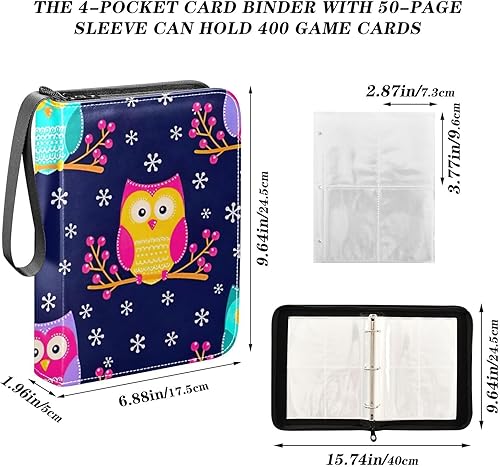 Miniatura 3 de Cute Owls Trading Card Storage Album, Card Album with 400 Slots, Ideal for Various Game Cards