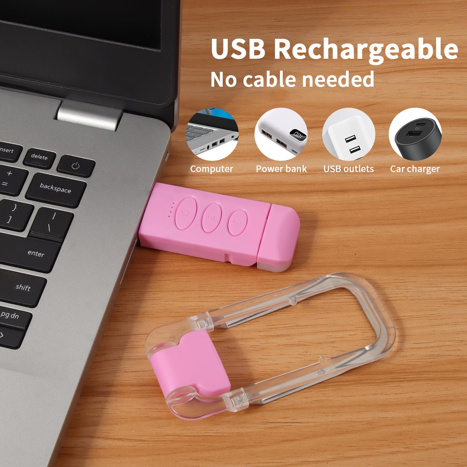 Bsdgeclogy Clip On Book Light, USB Rechargeable Reading Light with 3 Color Modes, 5 Brightness Levels, Flexible Clamp Arm for Bed and Travel (Pink, Basic)