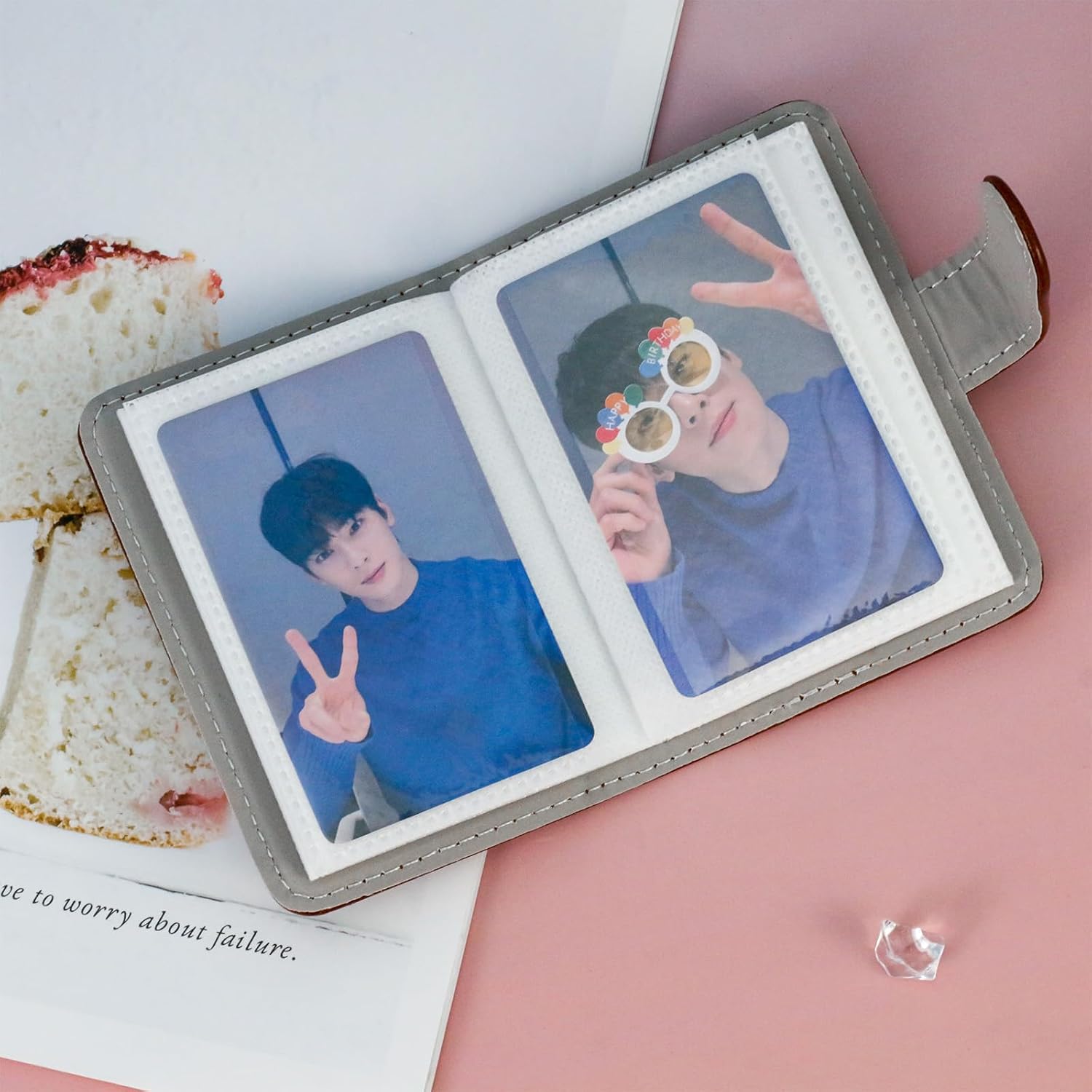 Mini Photo Album 28 Pockets for Mini Film, 2x3 Photo, Kpop Photos Card, Wallet Albums Book for Mini 12 11 40 7+ EVO 90 (Brown, 28 Pockets) image 3