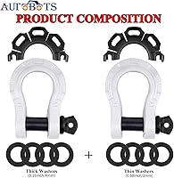 Vista 40 de AUTOBOTS D Ring Shackles Heavy Duty(2 Pack) 68,000 lbs Capacity, Tow Hooks Clevis Shackle with 7/8" Screw Pin for Towing Winch Off Road Accessory