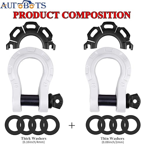 Miniatura 40 de AUTOBOTS D Ring Shackles Heavy Duty(2 Pack) 68,000 lbs Capacity, Tow Hooks Clevis Shackle with 7/8" Screw Pin for Towing Winch Off Road Accessory
