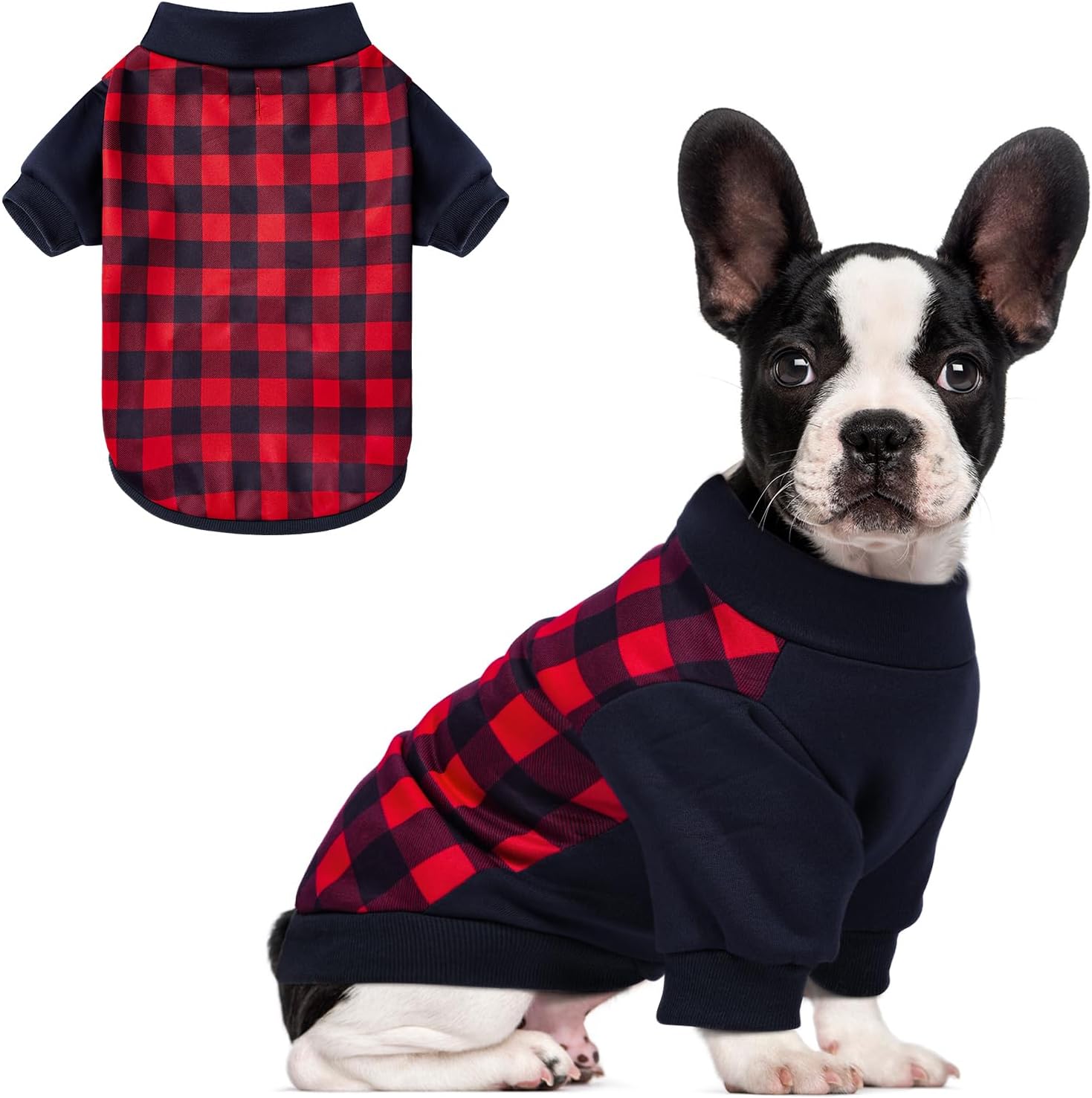 LINKPEACE Plaid Dog Christmas Sweater Cold Weather Turtleneck Dog